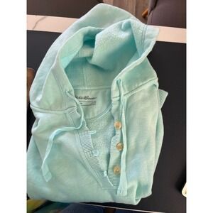 Eddie Bauer Mint Green Pullover Hoodie Fleece Lined Size S